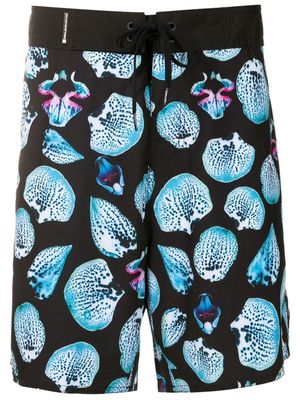 Osklen marine-print drawstring surf shorts - Black
