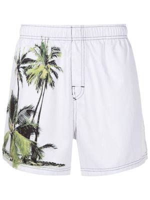 Osklen palm tree-print thigh-length swim shorts - Neutrals