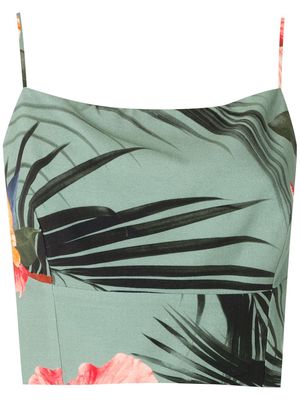 Osklen panelled Hibisco cropped top - Green
