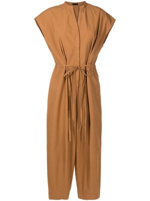 Osklen pleat-detail cotton jumpsuit - Brown