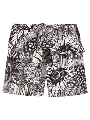 Osklen ruffled sunflower-print shorts - Black