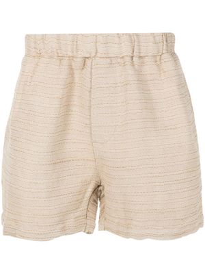 Osklen Rustic stripe-embroidered deck shorts - Neutrals