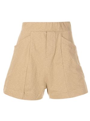 Osklen slub-texture cotton blend A-line shorts - Brown
