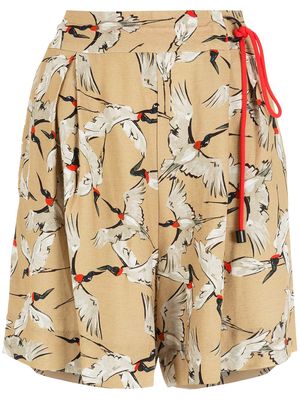 Osklen stork-print shorts - Neutrals