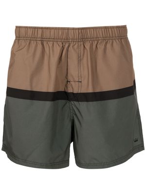 Osklen stripe-print swim shorts - Brown