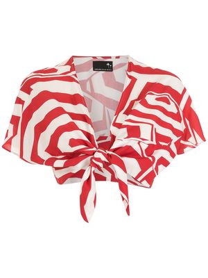 Osklen stripe print tie knot cropped blouse - Red
