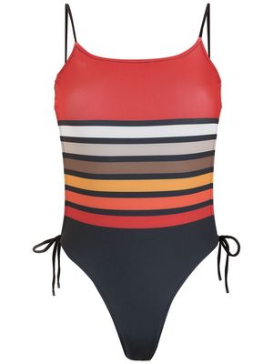 Osklen striped open-back swimsuit - Black