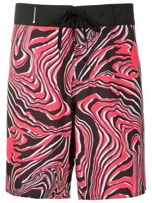 Osklen swirl-print drawstring surf shorts - Red