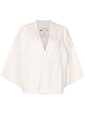 Osklen wide-sleeve cotton kimono - Neutrals