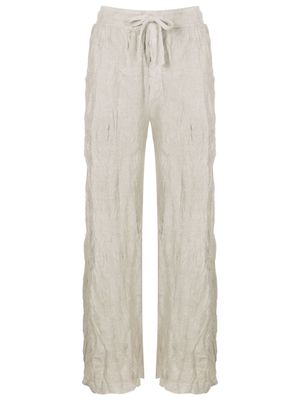 Osklen wrinkle-effect drawstring cotton trousers - Grey