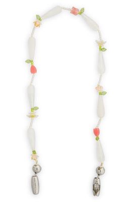 ossa Tulip Beaded Shoulder Strap for iPhone Case in White Mutli Floral 