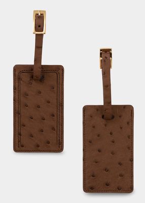 Ostrich Leather Luggage Tag, Set of 2