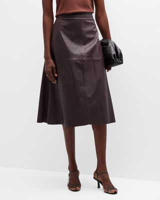 Ottavia Sheep Leather Midi Skirt