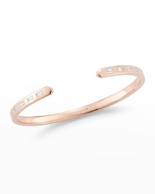 Ottoline Rose Gold Narrow Cuff with Gypsy-Set Baguette Diamonds