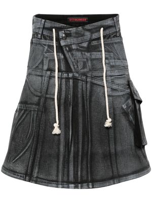 Ottolinger A-line denim midi skirt - Black