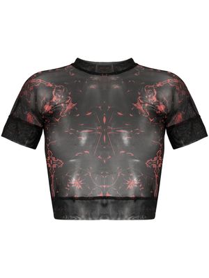 Ottolinger abstract-pattern mesh T-shirt - Black
