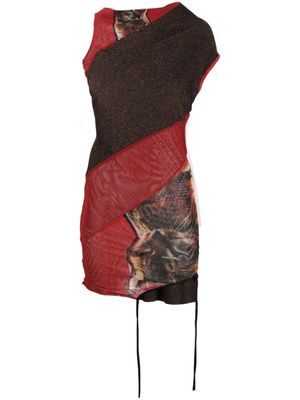 Ottolinger asymmetric panelled minidress - Red