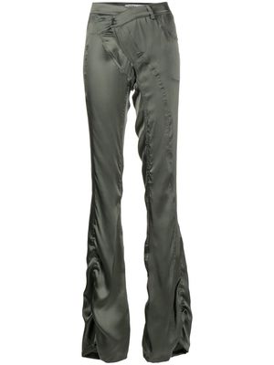 Ottolinger asymmetric silk flared trousers - Green