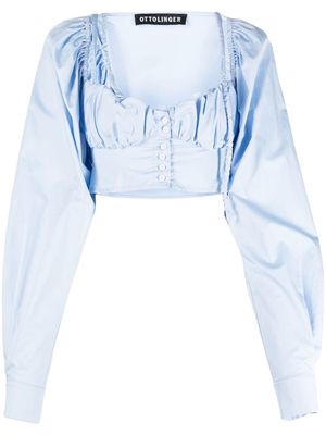 Ottolinger cropped button-fastening blouse - Blue