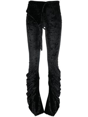 Ottolinger crushed-velvet drape-detail leggings - Black