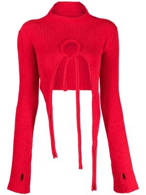 Ottolinger cut-out detail ribbed-knit top - Red