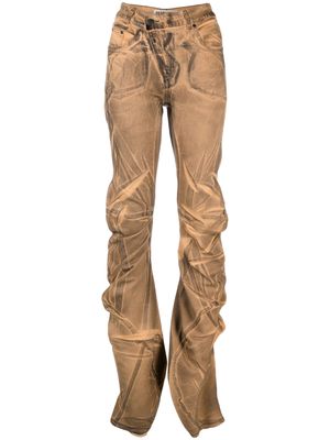 Ottolinger draped patent-denim trousers - Brown