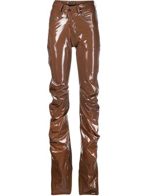 Ottolinger draped patent-leather trousers - Brown