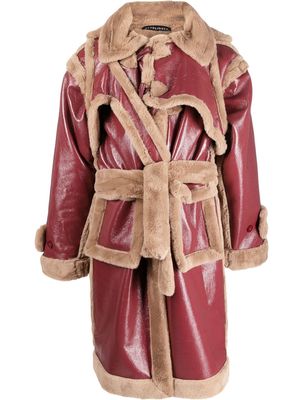 Ottolinger faux-shearling wrap duffle coat - Red