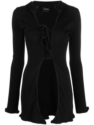 Ottolinger front tie-fastening knit cardigan - Black
