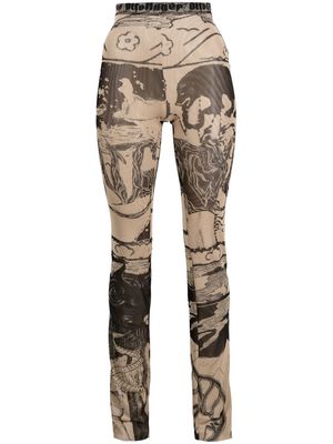 OTTOLINGER graphic-print mesh trousers - Neutrals