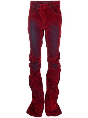 Ottolinger high-waisted draped velvet jeans - Red