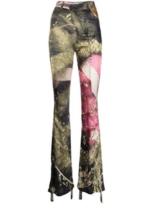Ottolinger Line graphic-print flared trousers - Green