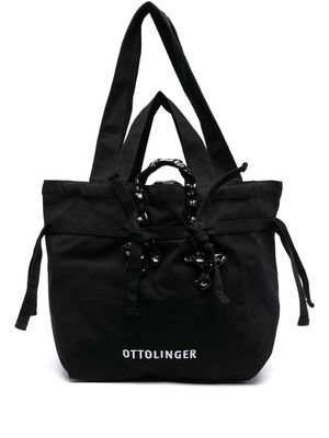 Ottolinger logo-embroidered denim tote bag - Black