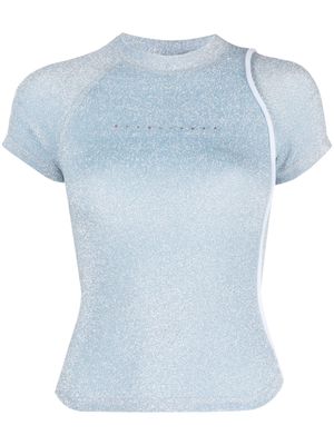 Ottolinger logo-print lurex T-shirt - Blue