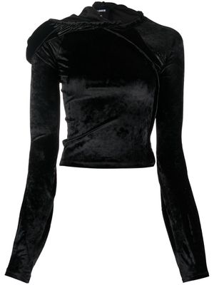 Ottolinger long-sleeve velvet hoodie - Black