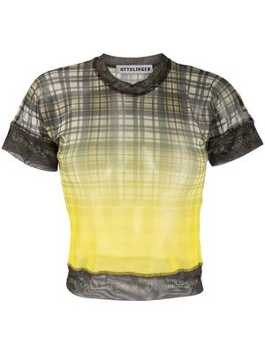 Ottolinger plaid check-pattern mesh top - Brown