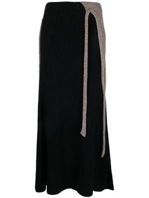 Ottolinger ribbed-knit boucle maxi skirt - Black