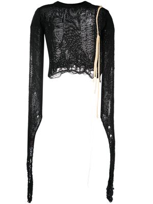 Ottolinger ripped-detailing open-knit jumper - Black
