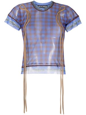 OTTOLINGER sheer gingham-print T-shirt - Blue