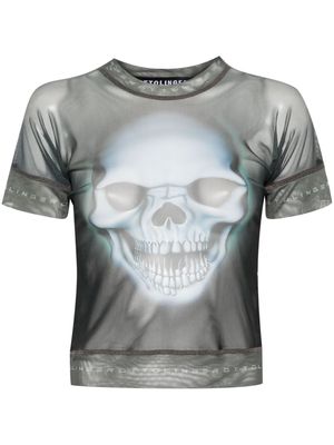 Ottolinger skull-print mesh T-shirt - Blue