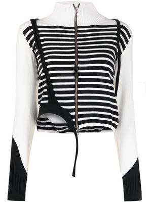 Ottolinger stripe-pattern zip-fastening cardigan - White