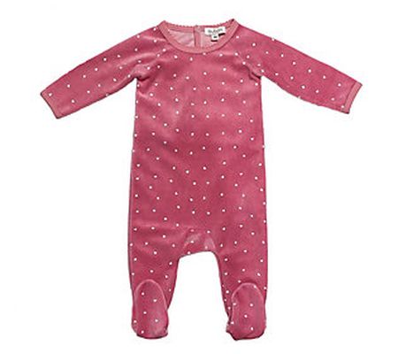 Oubon Baby Heart Pink Velour One-Piece