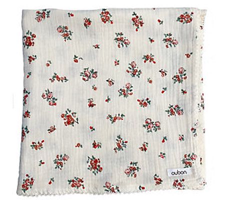 Oubon Baby Red Floral Cotton Muslin Swaddle