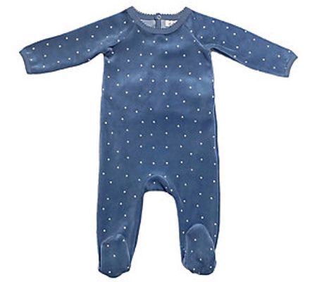 Oubon Baby Star Blue Velour One Piece