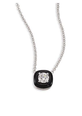 Oui Diamond, Enamel & 18K White Gold Pendant Necklace