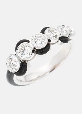 Oui White Gold Diamond and Black Enamel Ring