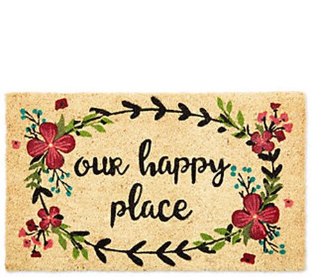Our Happy Place Natural Coir Doormat with  Non Slip Back