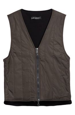 OUR LEGACY Aero Quilted Water Repellent Vest in Oxidized Grey Aero Nylon