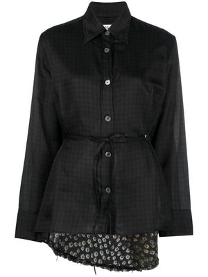 OUR LEGACY belted floral-panel shirt - Black