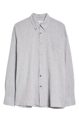 OUR LEGACY Borrowed Cotton & Linen Seersucker Button-Down Shirt in Mid Blue Burlington Seersucker